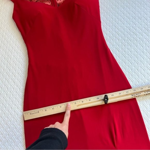STUNNING Red Alyce Paris Formal Bedazzled Maxi Prom Dress sheer back size 00 - Picture 8 of 16
